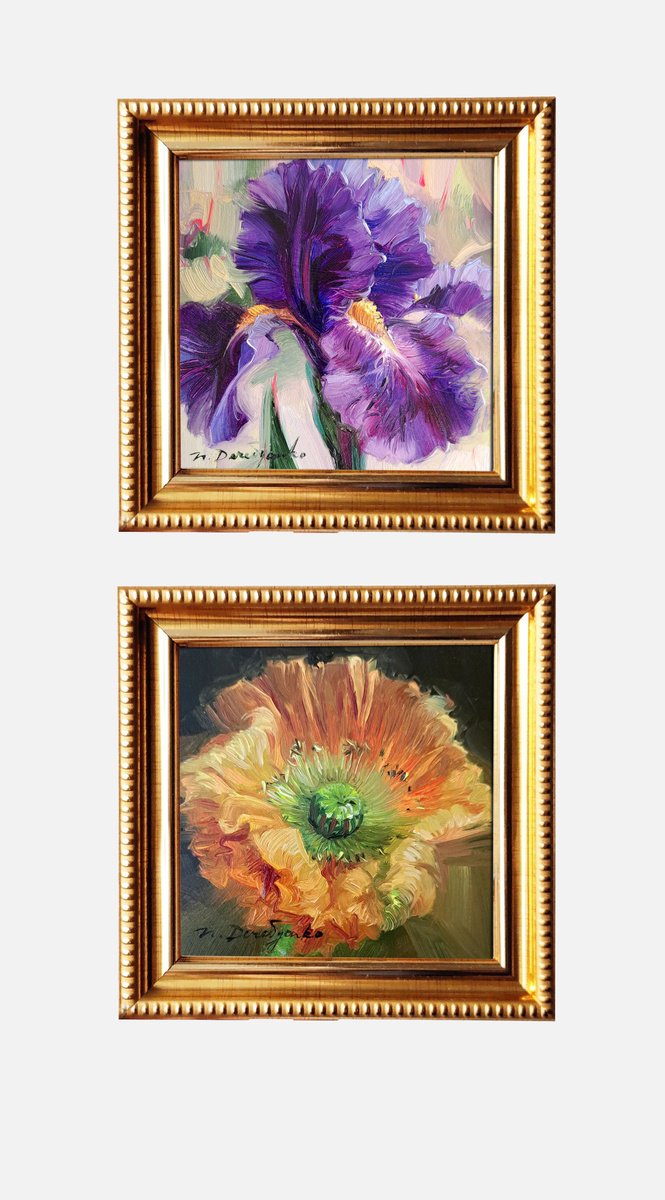 Impressionistic Botanical Oil Painting By Nataly Derevyanko, 5 X 5", Robin Bird, Original Artwork