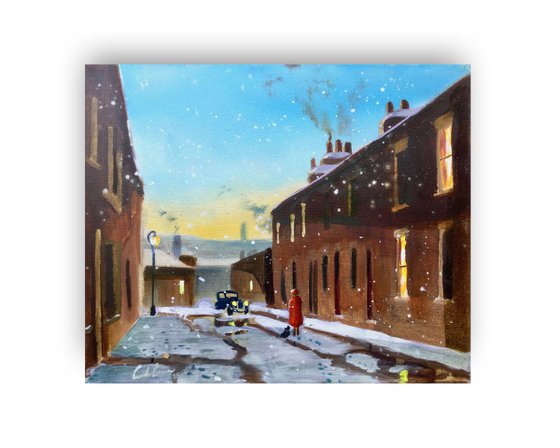 Nostalgic winter street scene