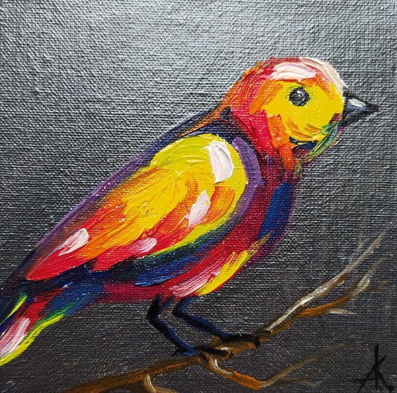 Bird - oil painting, bird, birds oil painting, painting on canvas, gift, parrots, bird art, art bird, animals oil painting