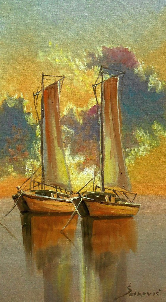THE FISHING BOATS,  oil on canvas, seascape  YOU CAN ORDER THE SAME PAINTING !