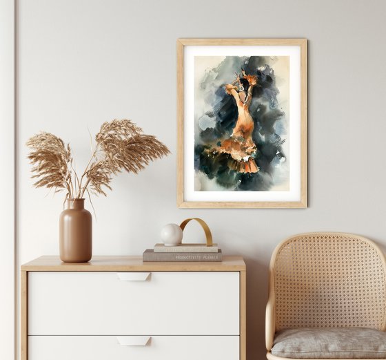 Flamenco Original Watercolor Painting