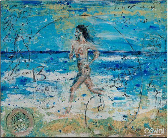 AROUSAL SCIENCE nude painting by Oswin Gesselli 28" x 33" | 70 x 85 cm.