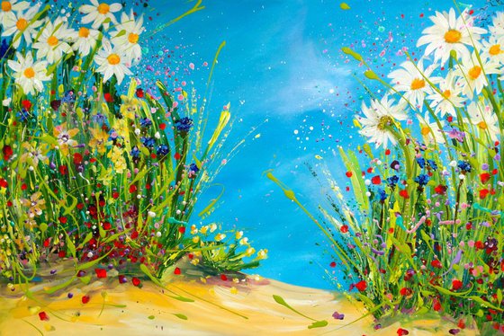Blooming Dance with Daisies and Cornflowers