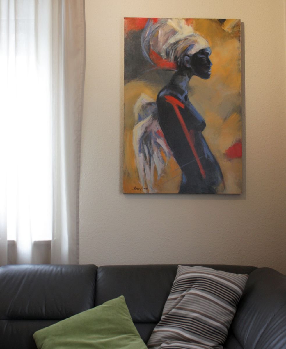 Expressive Portrait Acrylic Painting By Olga David, 24 X 35", Onset, Original Artwork