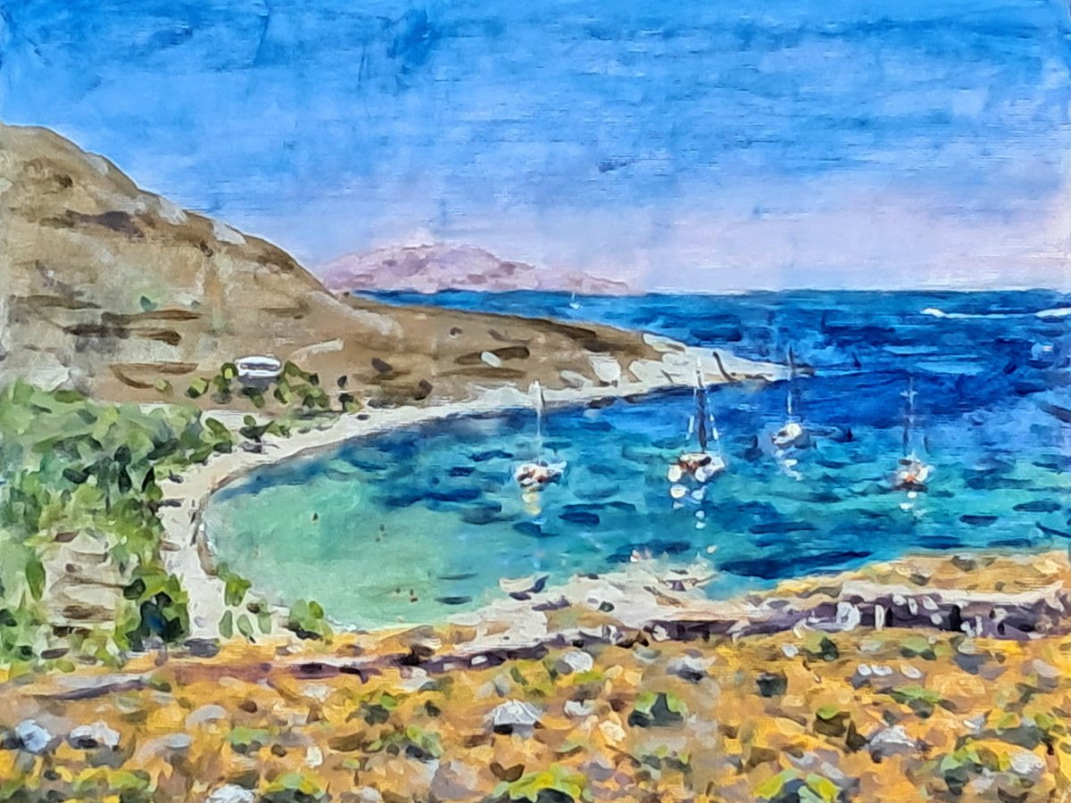  Greek Island Bay By Dimitris Voyiazoglou, 20 X 17, Artwork For Sale On Artfinder
