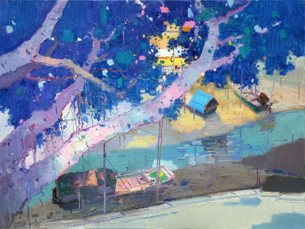 Impressionistic Landscape Oil Painting By Jianzhe Chon, 31 X 24, Port 222, Original Artwork