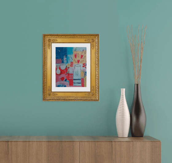 Tulips in a White Jug