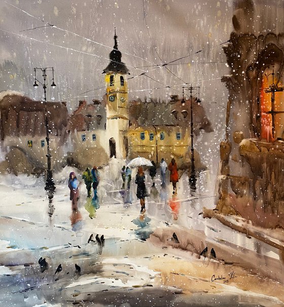 Sold Watercolor “Moody Winter Day” perfect gift