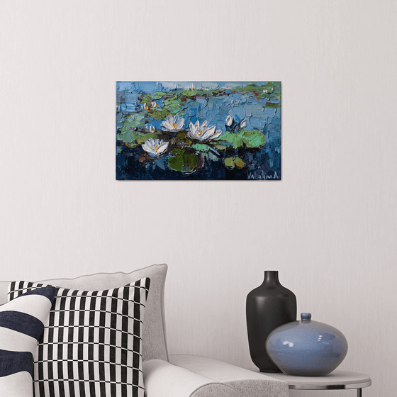 Water Lilies - Impasto Original Oil painting