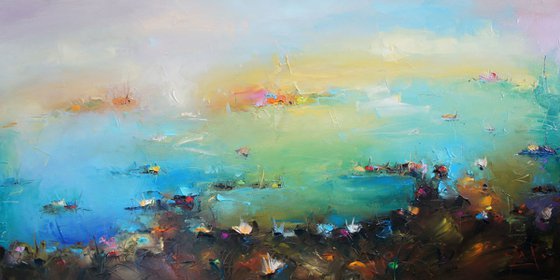 water lilies 3, Modern Landscape Painting