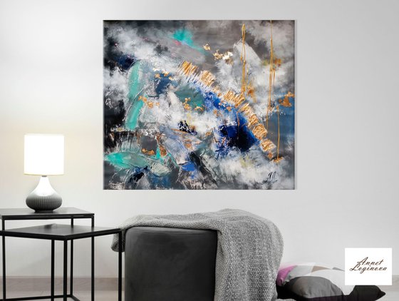 Modern Wall Art, Gray blue painting