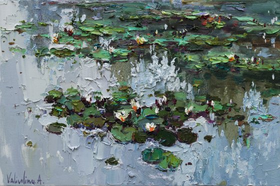 White Water Lilies -  Original Oil painting