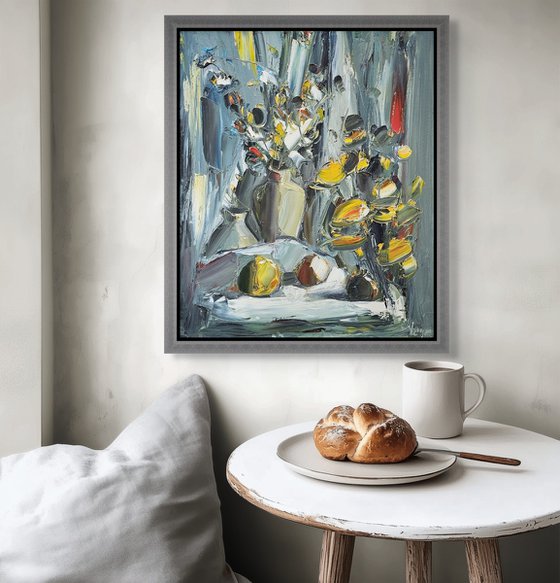 Still Life in Grey and Gold