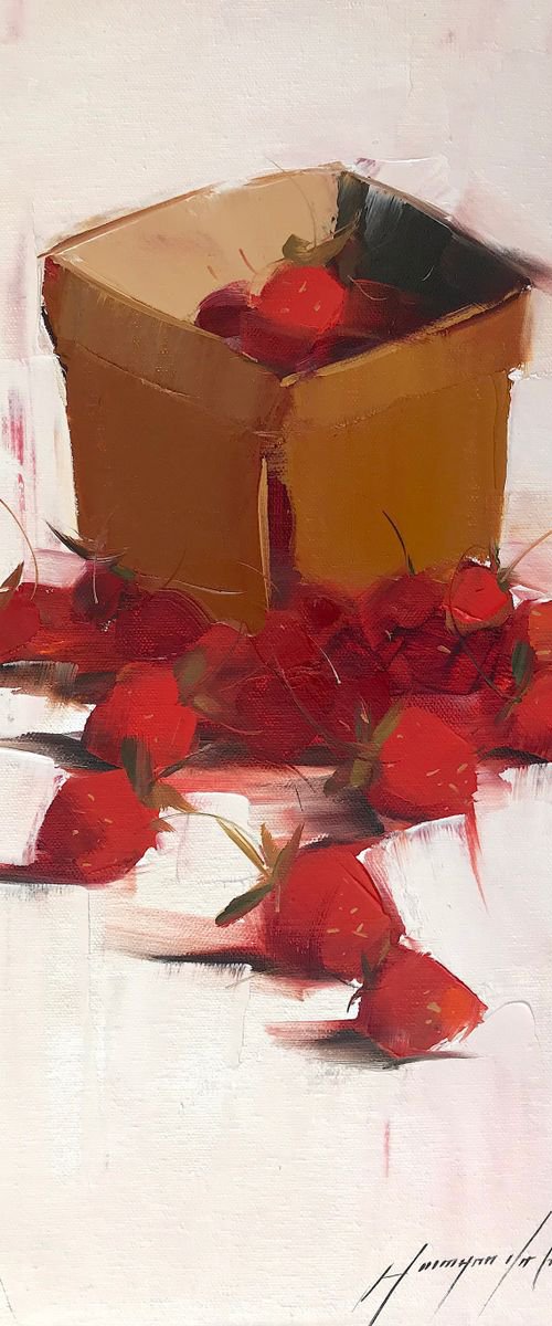 Strawberries, Original oil painting  Handmade artwork One of a kind by Vahe Yeremyan