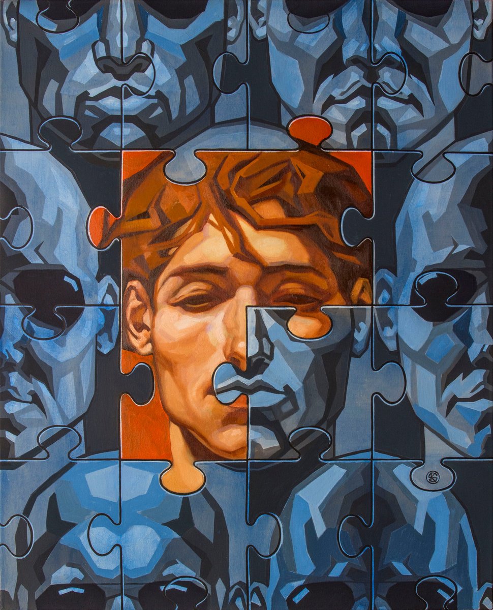 Photorealistic Portrait Oil Painting By Yaroslav Kurbanov, 31 X 39", Mass And Individual, Original Artwork