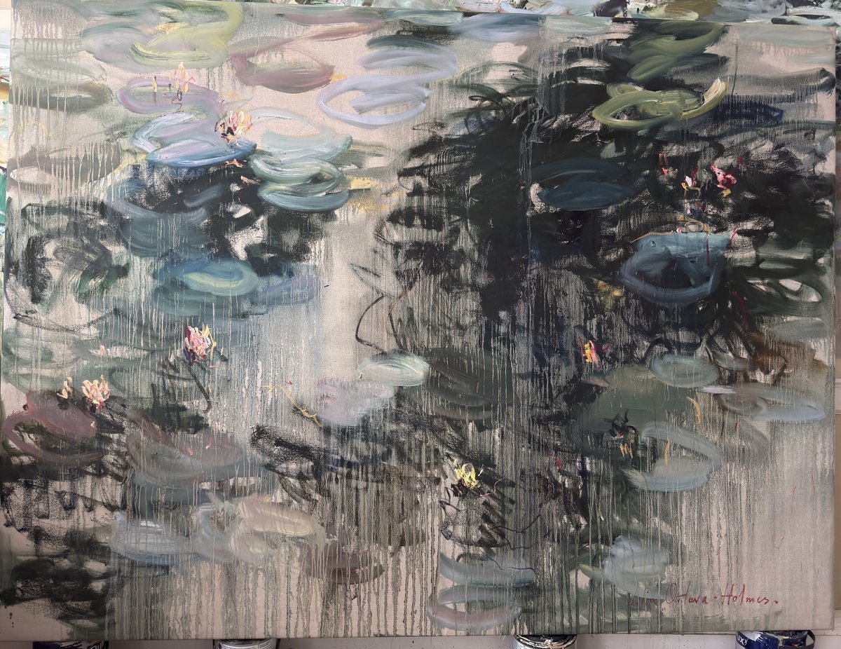 Expressive Oil Painting , Summer Rain. Reflections. By Lilia Orlova-Holmes, 79 X 59, Artwork For Sale On Artfinder