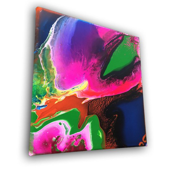 "Green Envy" - FREE USA SHIPPING -  Original Abstract PMS Acrylic Painting, 12 x 12 inches