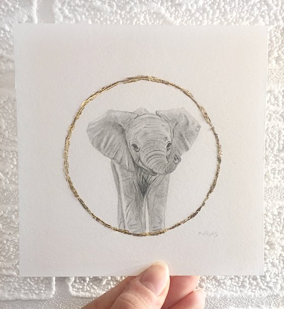Graphite elephant drawing.