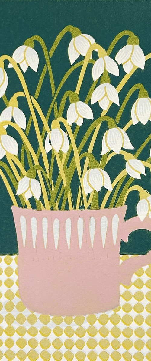 Snowdrops in a cup by Nathalie Pymm Art