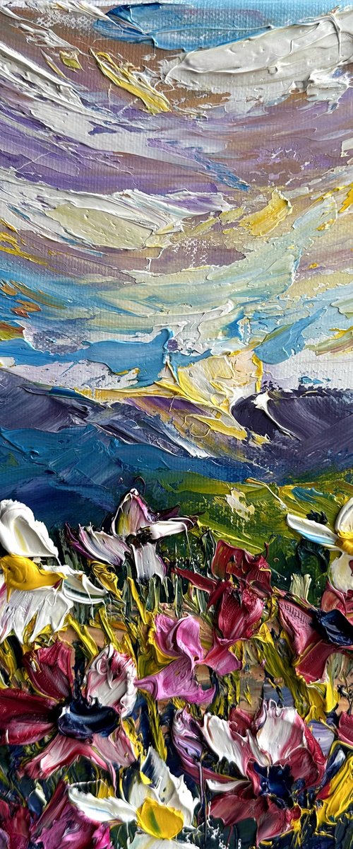 Sunset landscape flowers by Oksana Fedorova