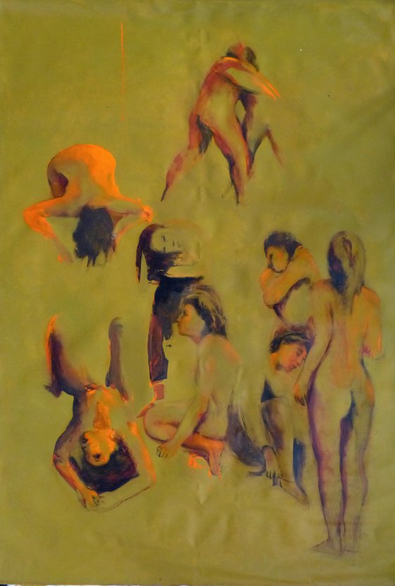 Nude Study in green, oil on canvas 130x195 cm
