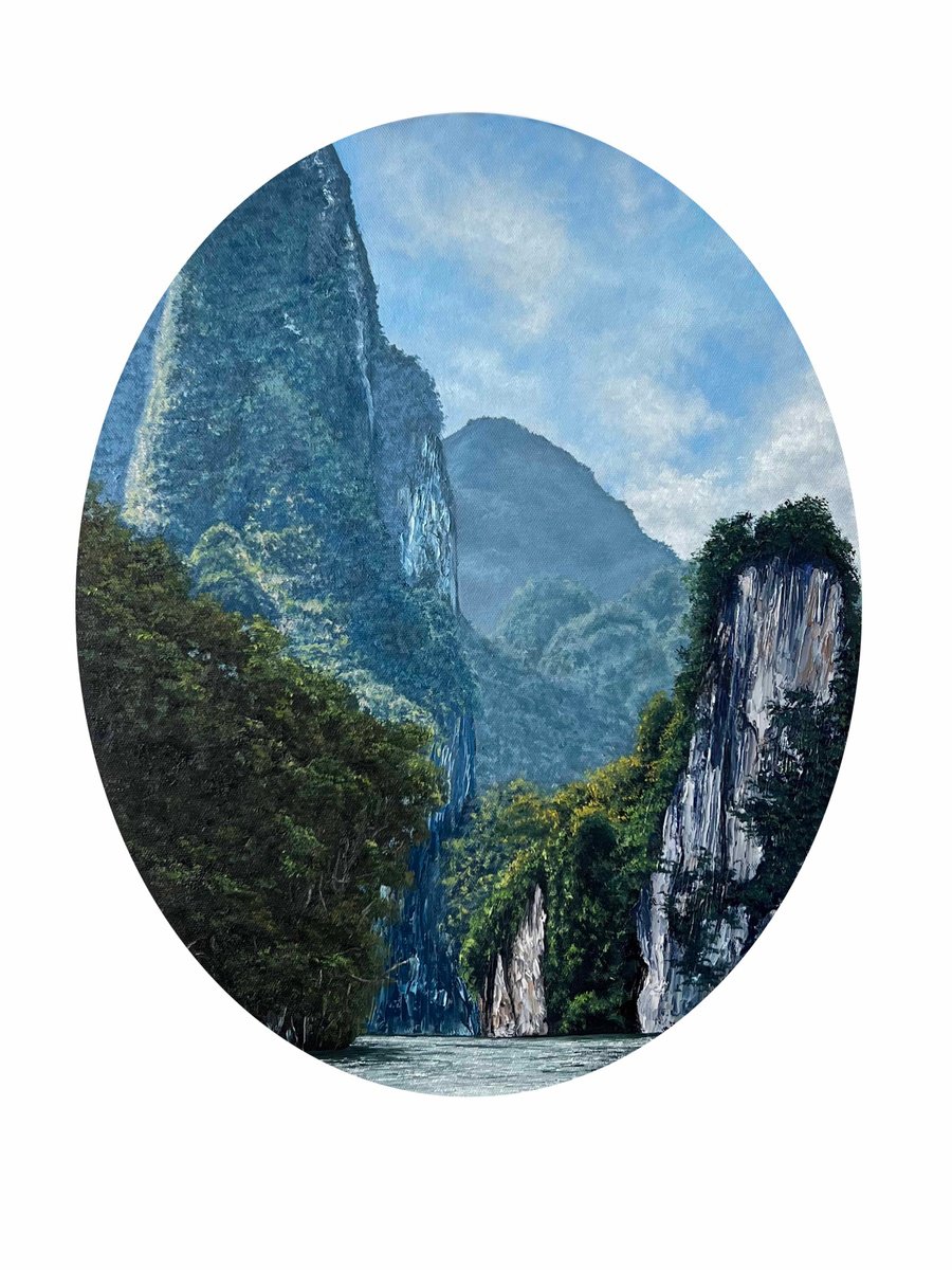 Photorealistic Oil Painting , Cheow Lan Lake By Simona Nedeva, 16 X 20, Artwork For Sale On Artfinder