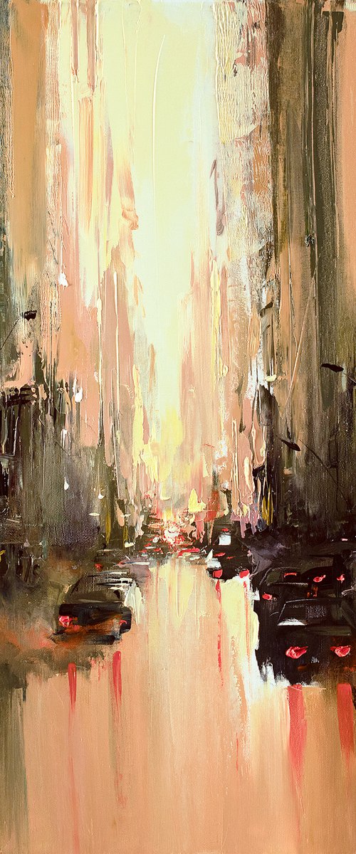 Abstract City painting by Bozhena Fuchs