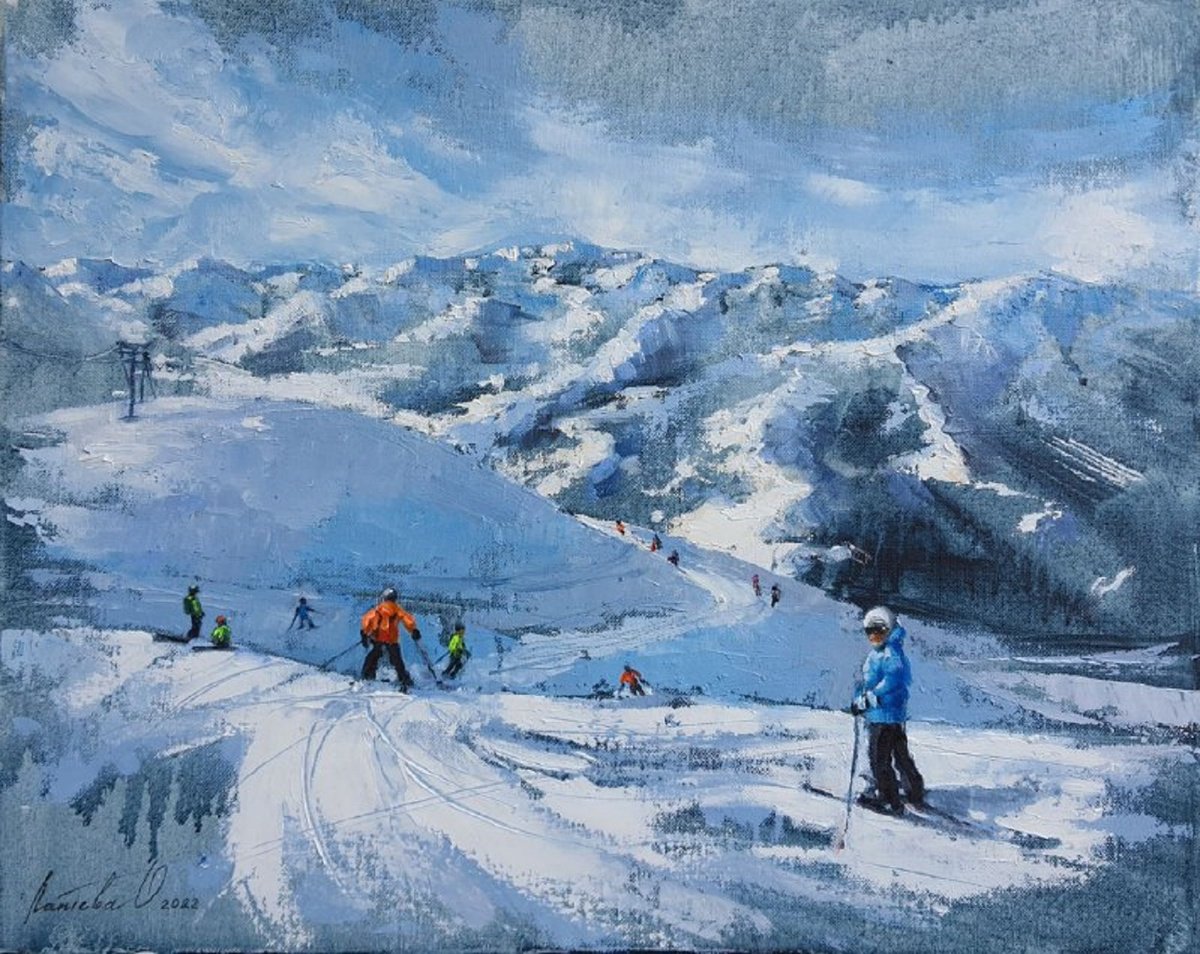 Impressionistic Landscape Oil Painting By Olha Laptieva, 20 X 16", Favorite Track, Original Artwork