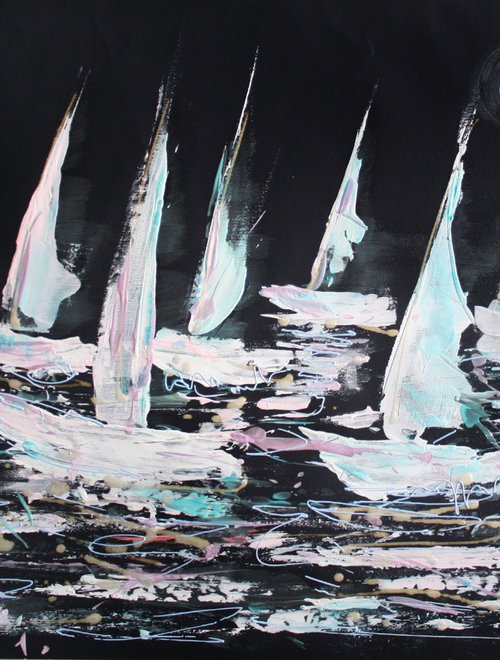 Night Regatta... /  ORIGINAL ACRYLIC PAINTING by Salana Art