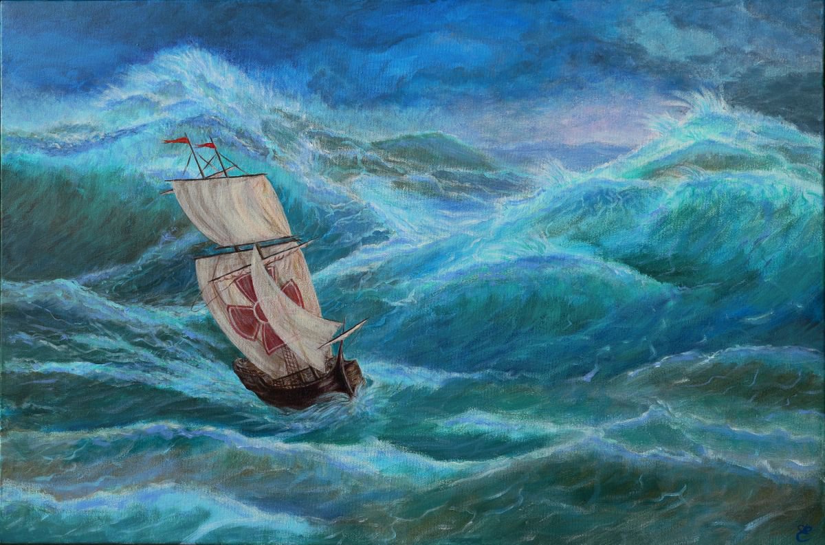 Impressionistic Landscape Acrylic Painting By Dmytro Yeromenko, 35 X 24, Storm, 90*60, Original Artwork