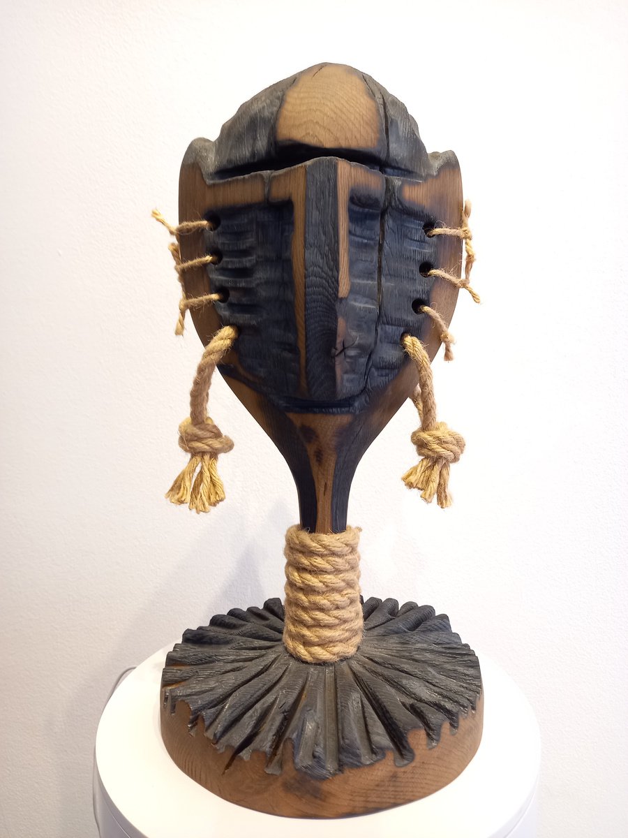 Organic Abstract Wood Sculpture By Sava Draganov, 9 X 18", "Cherisher", Original Artwork