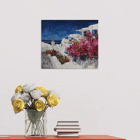 Bougainvillea in Santorini, Greece