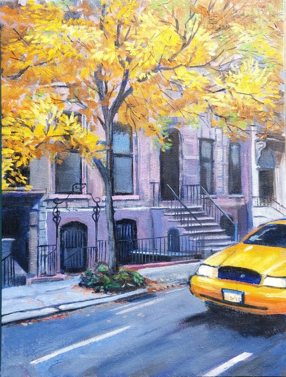 New York taxi yellow tree
