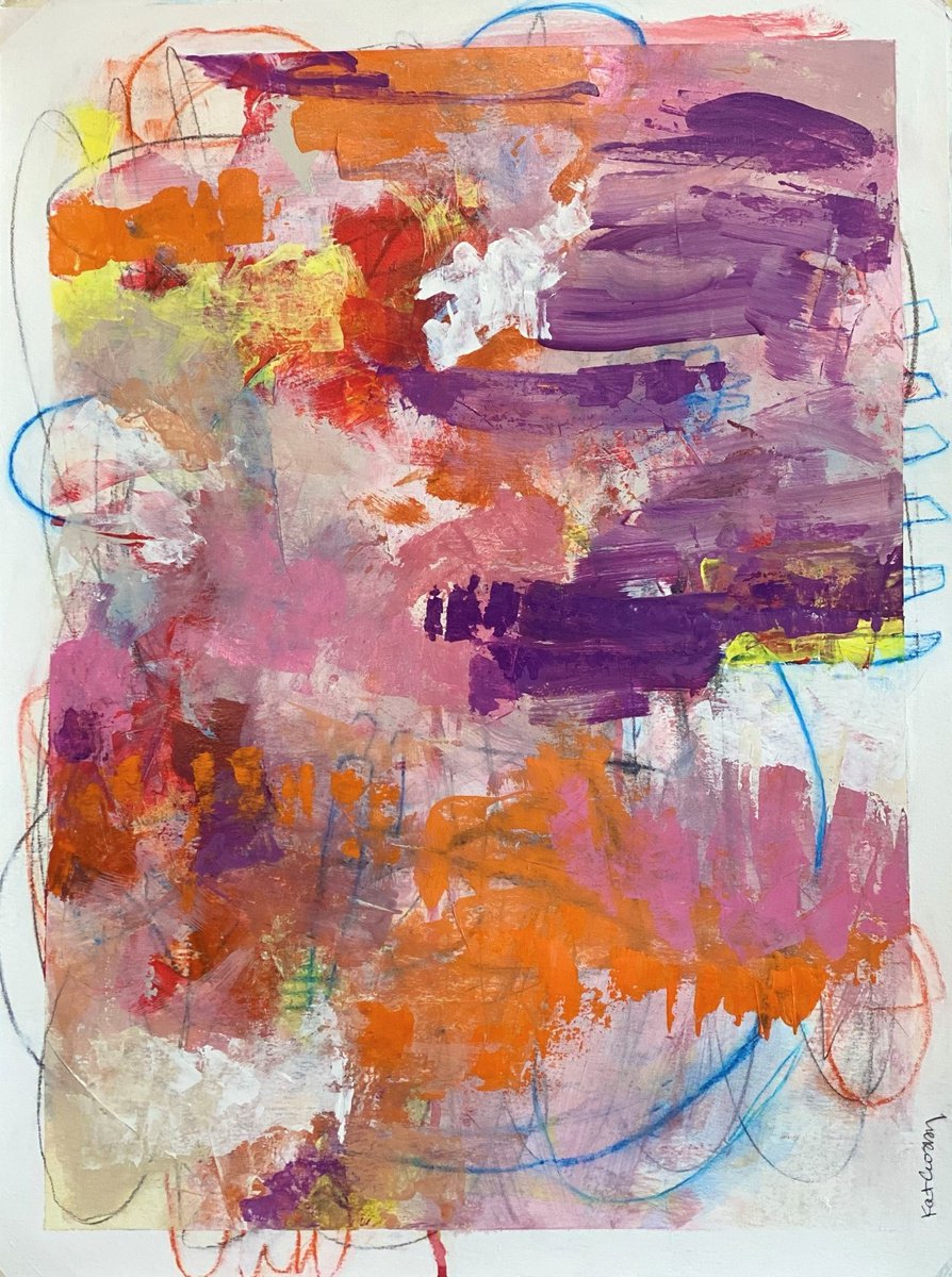 Heat Wave - Warm, Colorful and Whimsical Abstract Expressionism by Kat Crosby