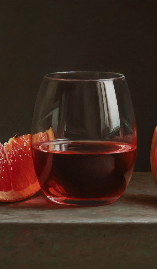 Grapefruit with a glass by Albert Kechyan