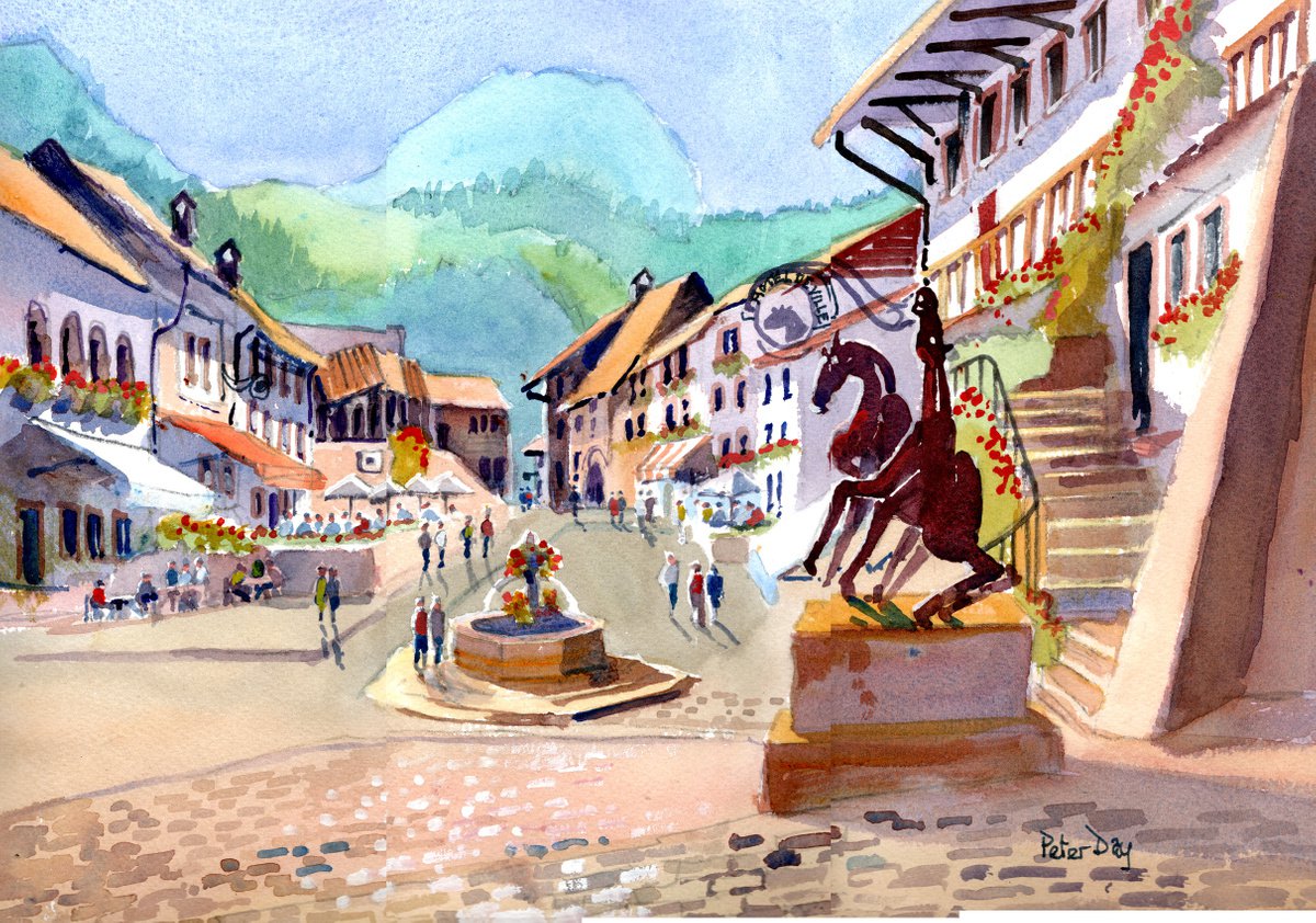 Impressionistic Landscape Watercolour By Peter Day, 17 X 13", Gruyere, Switzerland, Original Artwork