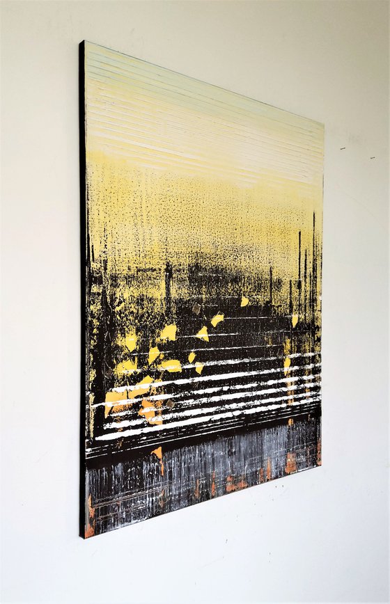 Eastern city. Large abstract painting. 90x70 sm.