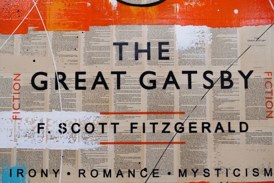 Gatsby Romance 140cm x 100cm Orange Book Page Urban Pop Art