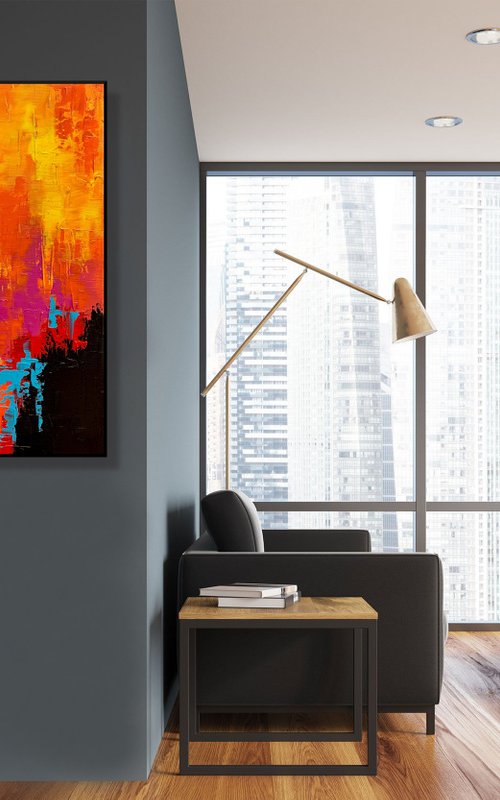 Warm Memories - TEXTURED ABSTRACT ART – EXPRESSIONS OF ENERGY AND LIGHT. READY TO HANG! by Julijana Ravbar