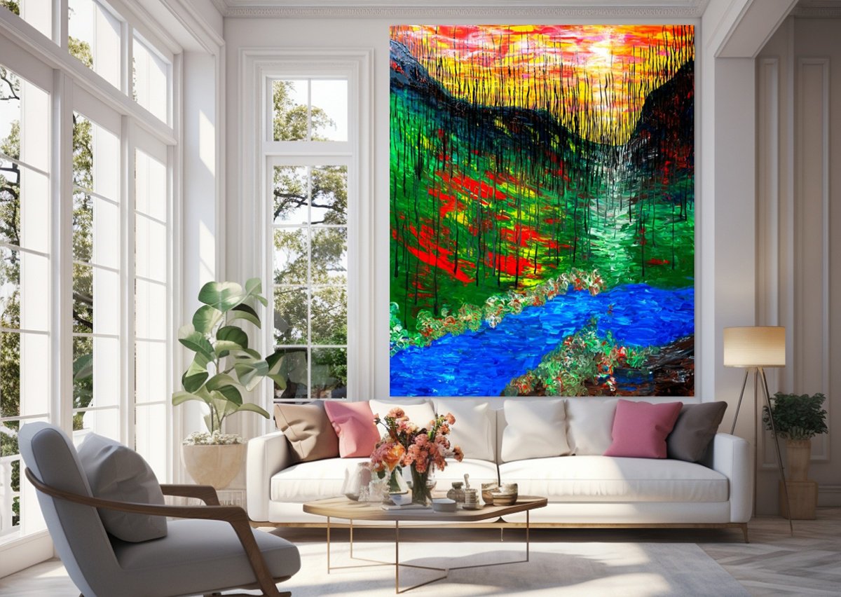 Expressive Abstract Acrylic Painting By Estelle Asmodelle, 63 X 77, Dead Tree Gully, Original Artwork