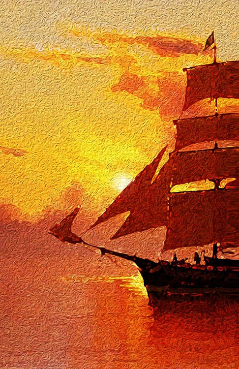 Red Sails In The Sunset By Les Garrett Artfinder