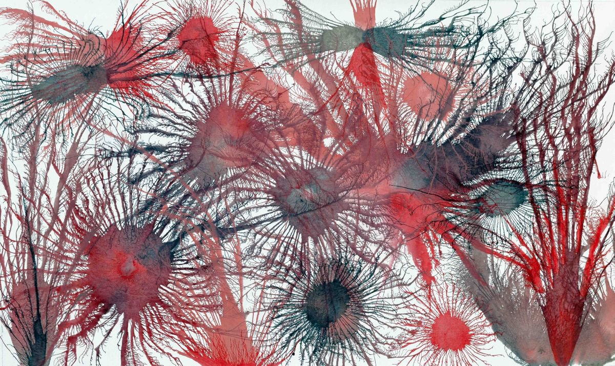 Abstract Acrylic Painting By Sumit Mehndiratta, 60 X 36", Exploflora Series No. 21, Original Artwork