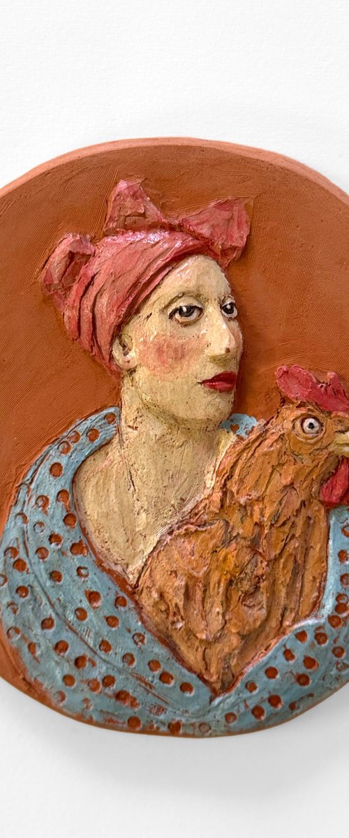 Woman with Hen by Sol Vil