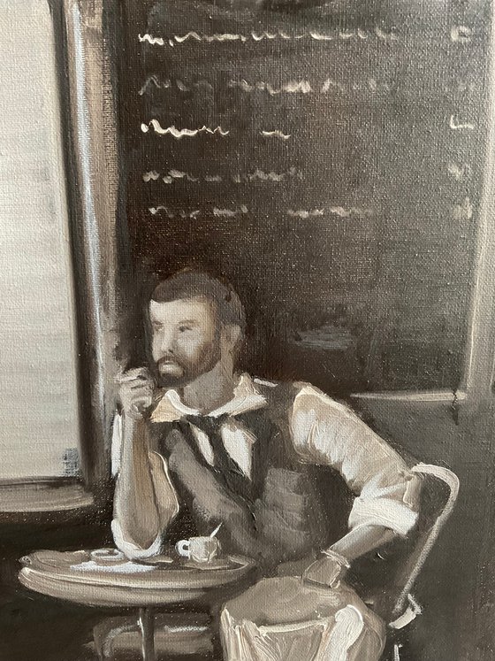 Waiter in cafe on a break