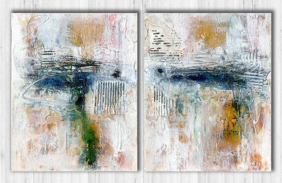 Wayfaring Songs - 2 Textural Abstract Paintings by Kathy Morton Stanion