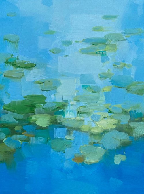 Lilies Pond, Original oil painting, Handmade artwork, One of a kind by Vahe Yeremyan