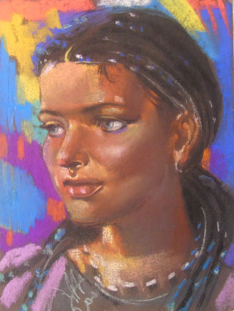 Photorealistic Portrait Pastel Drawing By Yuri Zelonuy, 12 X 16", Stranger 19, Original Artwork