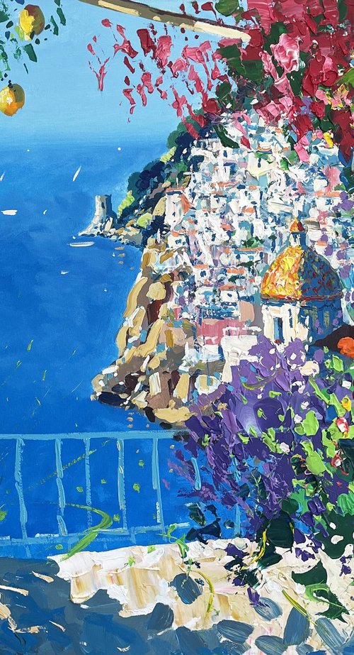 Impressionist Positano Oil Painting by Agostino Veroni