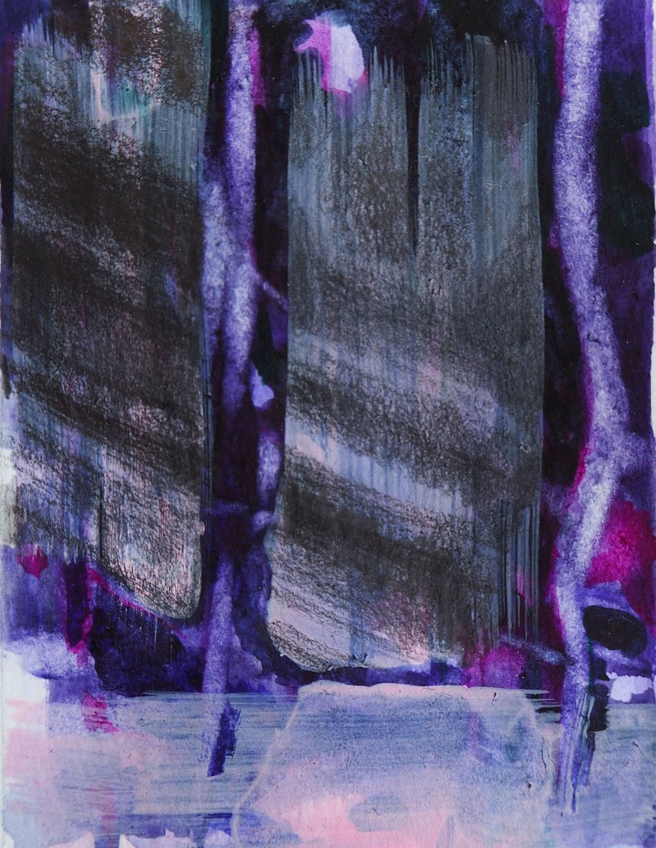 Impressionistic Landscape Watercolour By Cynthia Gregorova, 2 X 3, Into The Woods, Original Artwork