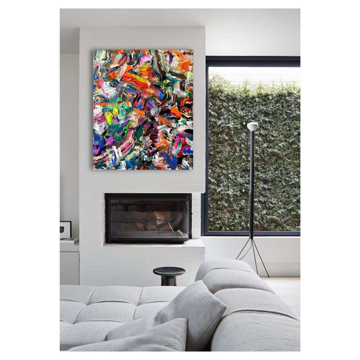 Expressive Abstract Acrylic Painting By Maria Esmar, 39 X 47", Skydiving, Original Artwork